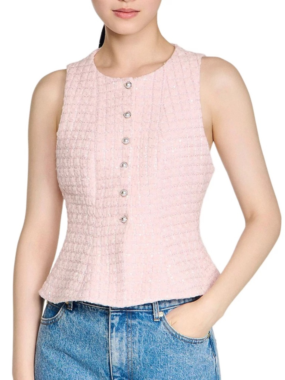 Demie Sequin Tweed Top